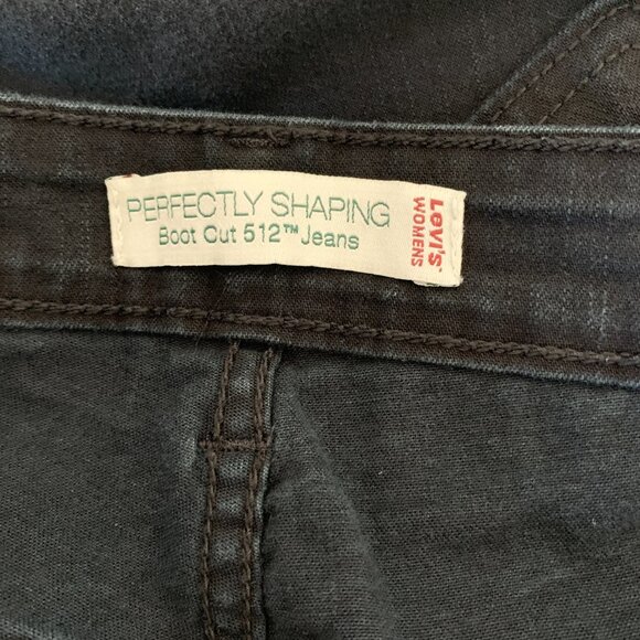 Levi’s 512 Perfectly Shaping Bootcut Jeans Mid Rise Denim Black Size 18 WS - Picture 4 of 9